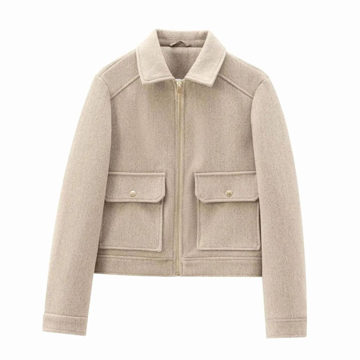 Women's Wool Cropped Bomber Jacket - White