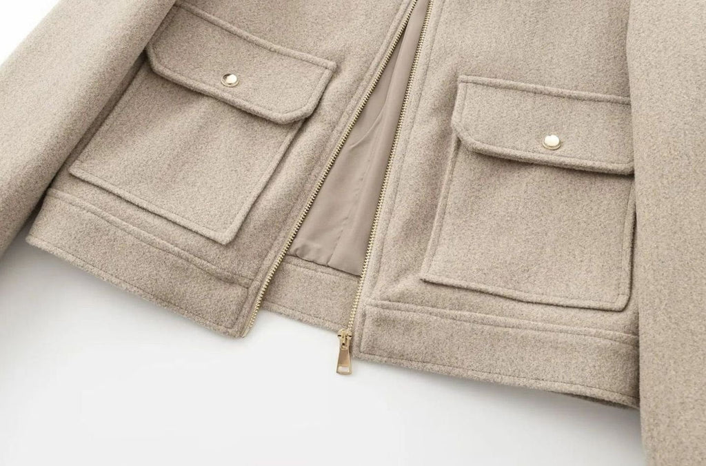 Women's Wool Cropped Bomber Jacket
