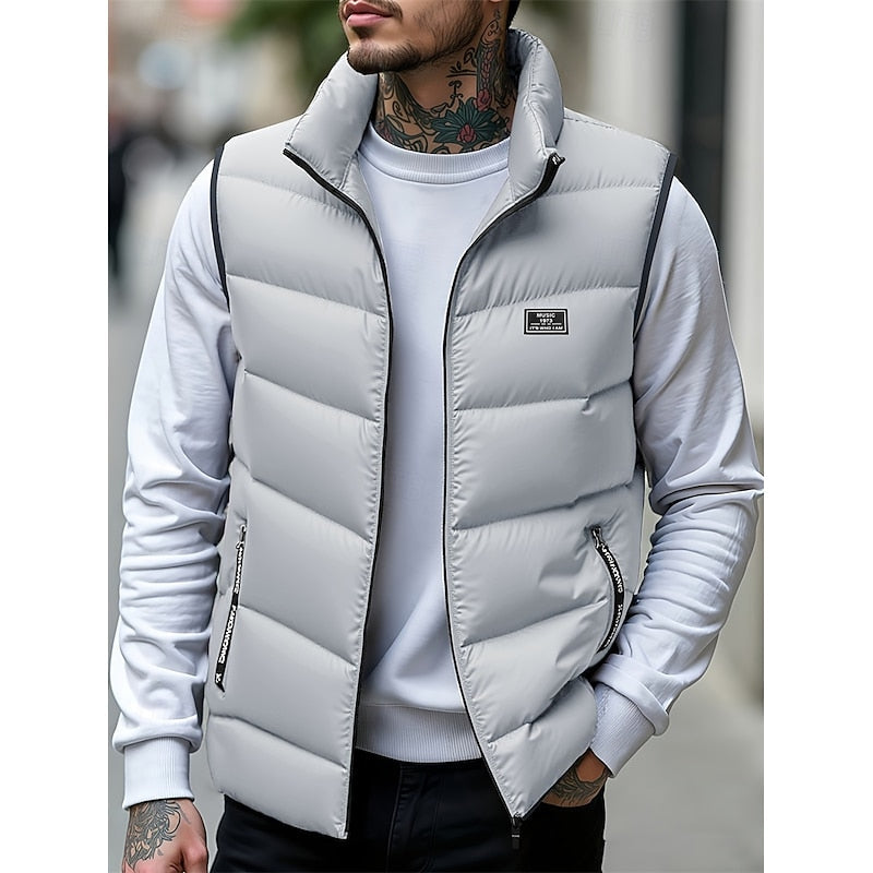 Men's Quilted Puffer Vest with Stand Collar