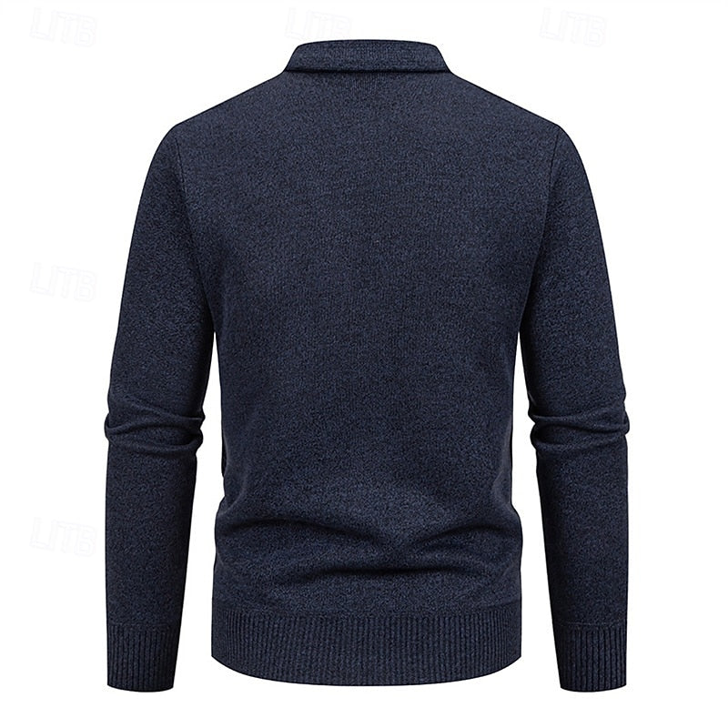 Men's Argyle V-Neck Button Cardigan with Side Pockets