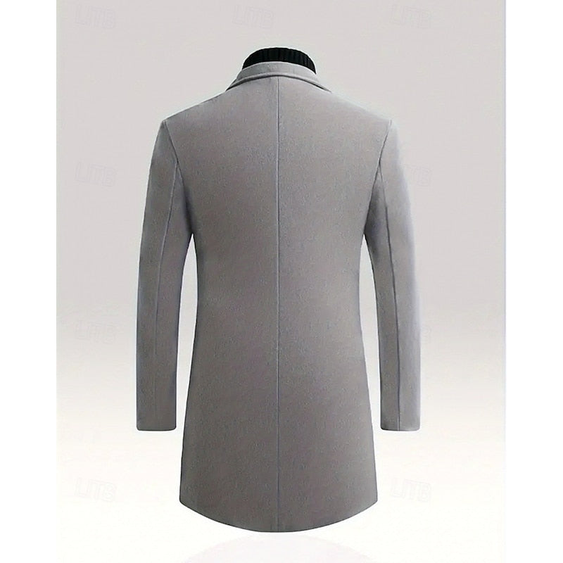 Men's Classic Long Overcoat with Roomy Pockets