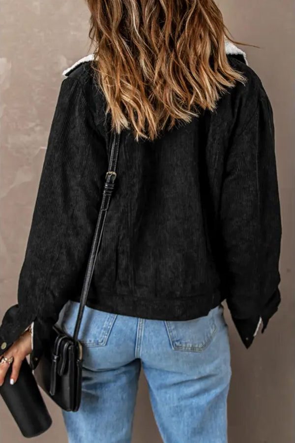Women's Sherpa Lined Cropped Corduroy Jacket