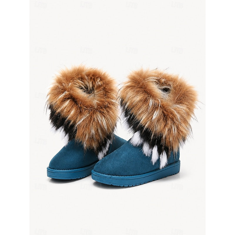 Women's Fluffy-Trim Slip-On Winter Boots