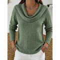 Women's Ribbed Cowl Neck Sweater - Green