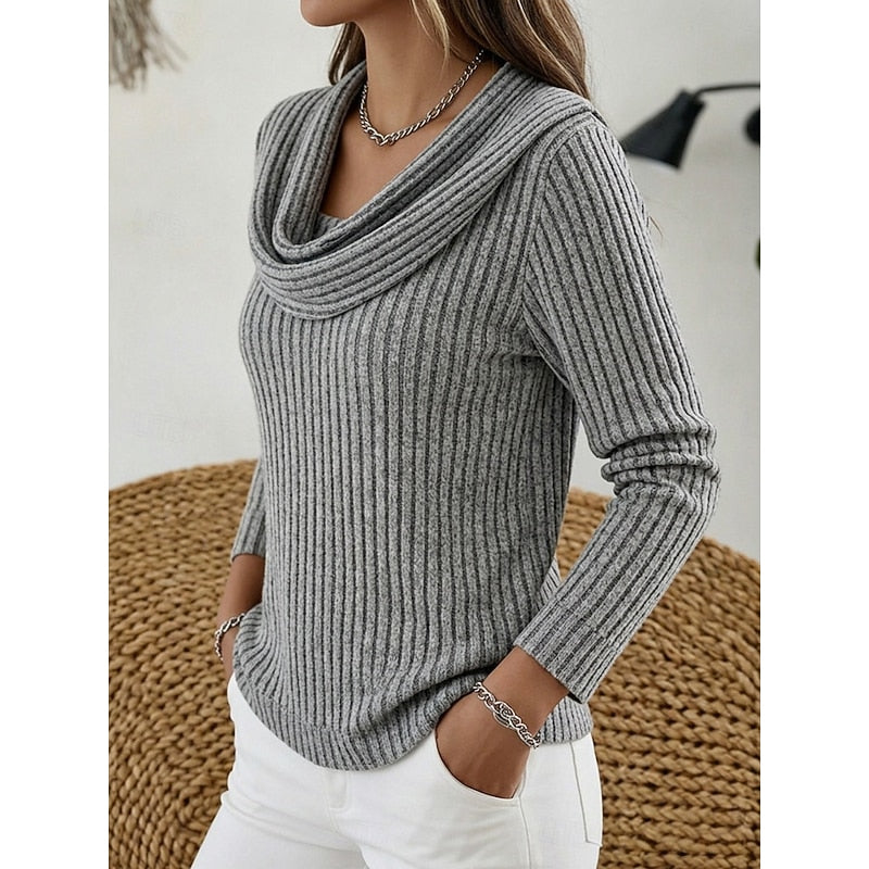 Women's Ribbed Cowl Neck Sweater