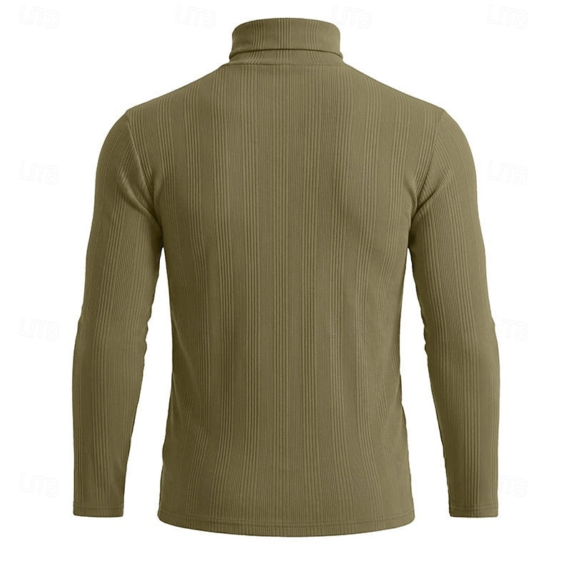 Men's Ribbed Texture Slim Fit Turtleneck Sweater