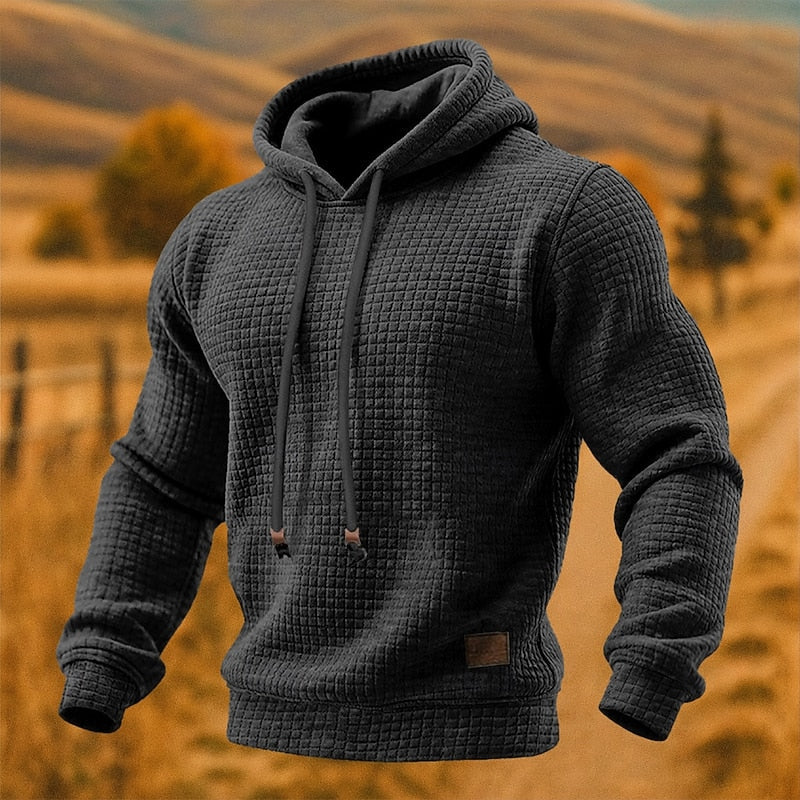 Men's Waffle Texture Pullover Hoodie