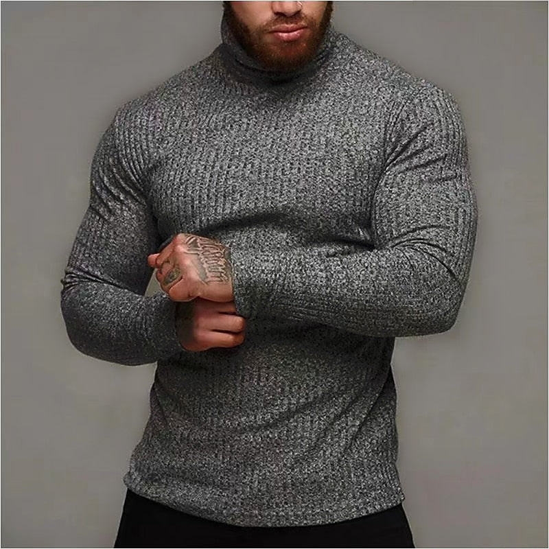 Men's Lightweight Ribbed Turtleneck Sweater