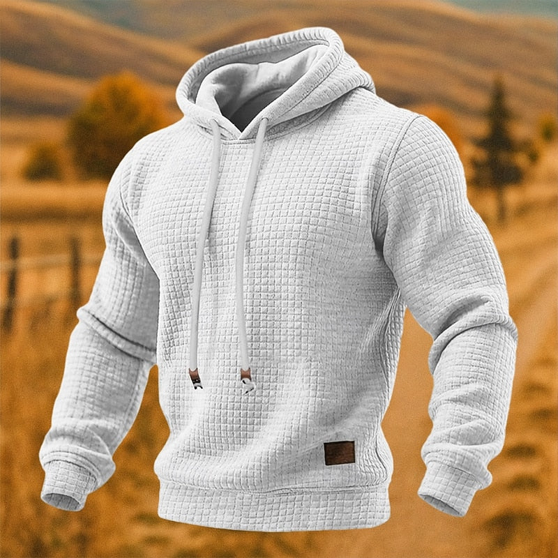 Men's Waffle Texture Pullover Hoodie