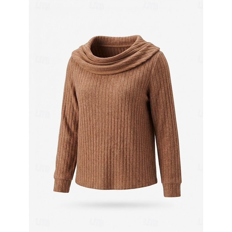 Women's Ribbed Cowl Neck Sweater
