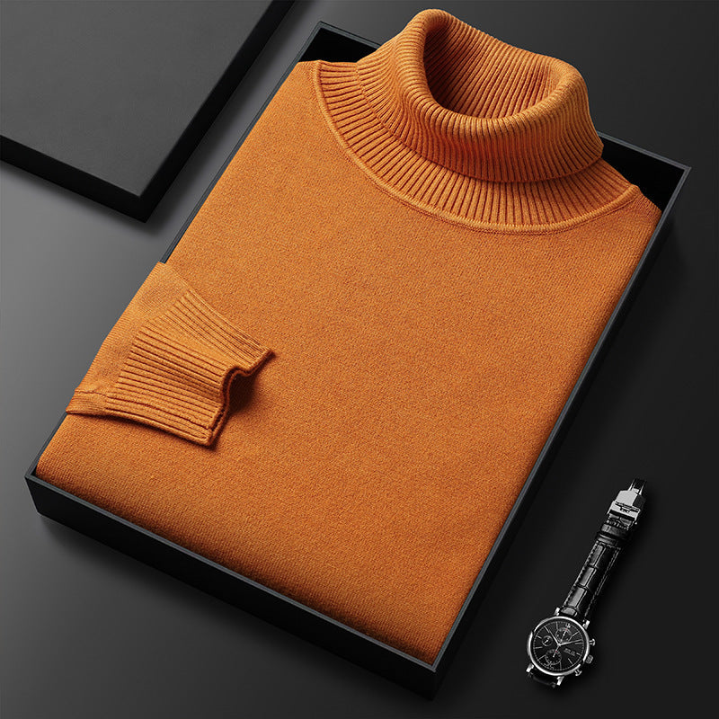 Men's Soft Knit Turtleneck Sweater - Orange