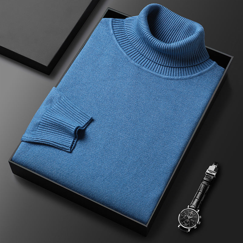 Men's Soft Knit Turtleneck Sweater - Blue