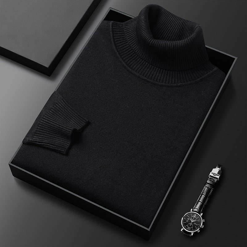 Men's Soft Knit Turtleneck Sweater - Black
