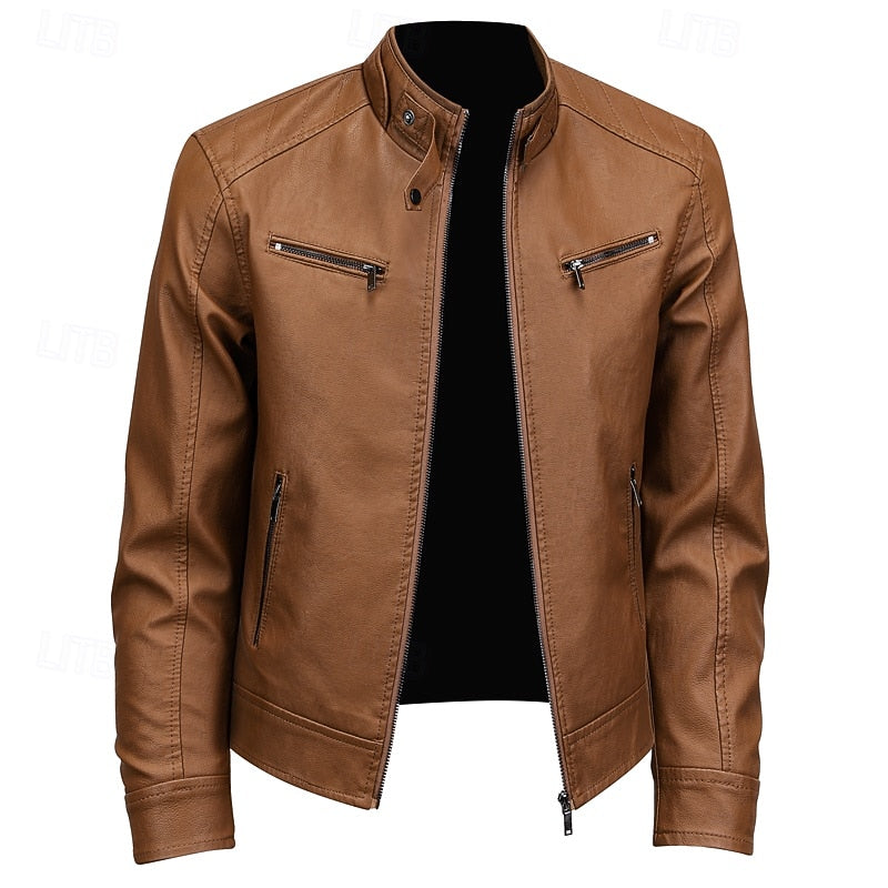 Women's Classic Standing-Collar Moto Jacket