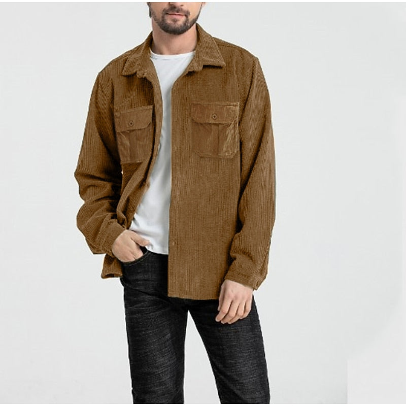 Men's Textured Two-Pocket Button-Up Overshirt